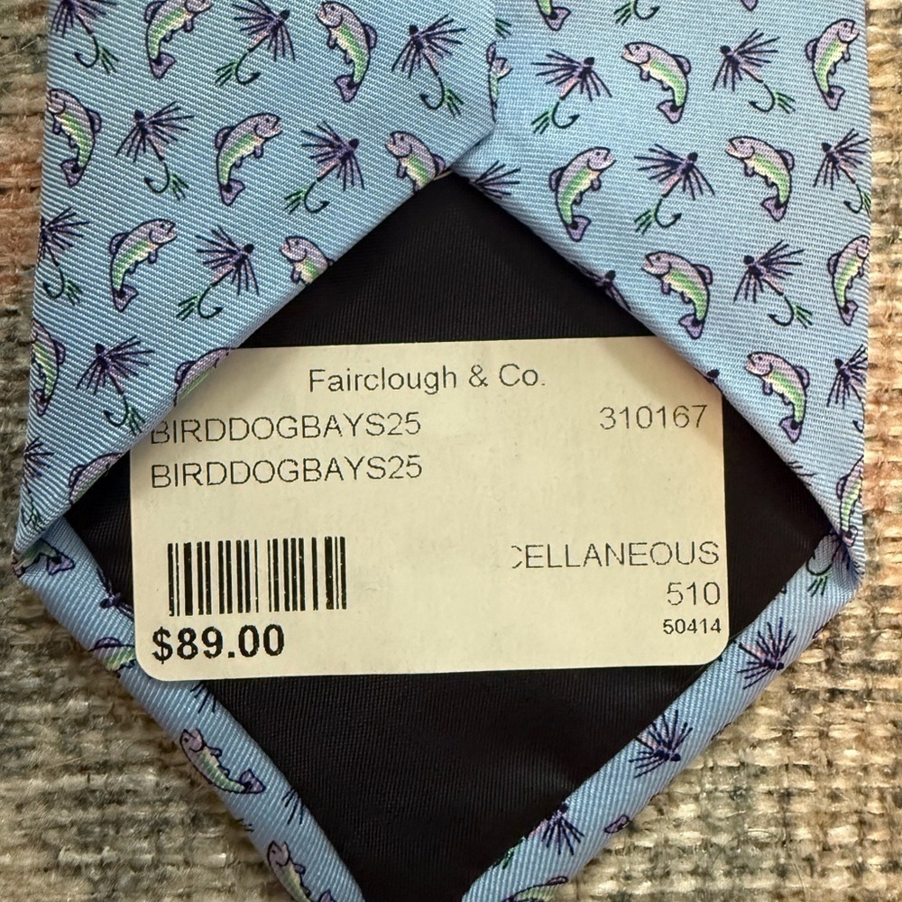 Bird Dog Bay Men’s NEW Gone Fishing Tie - Blue - Picture 3 of 7